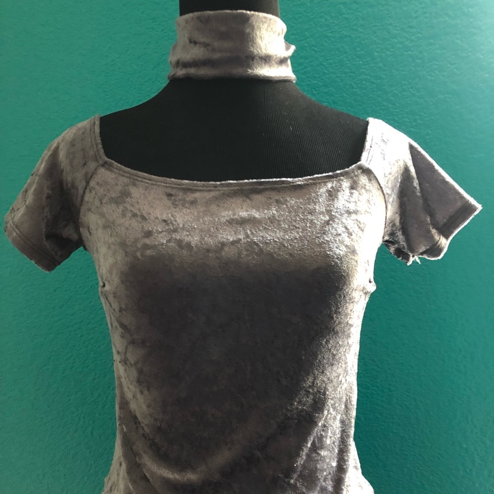 Gray velvet top
